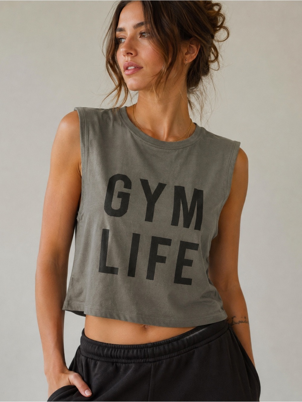 Spiritual Gangster Gym Life Dark Gray Workout Tank Size M/L
